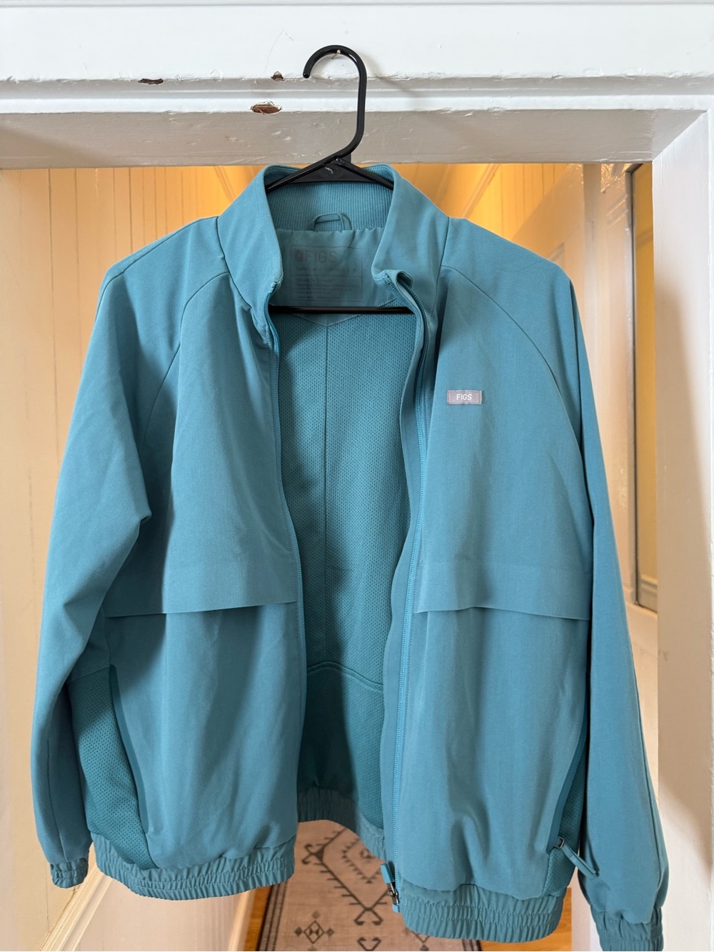 Figs Women's Teal Zip Bomber Jacket